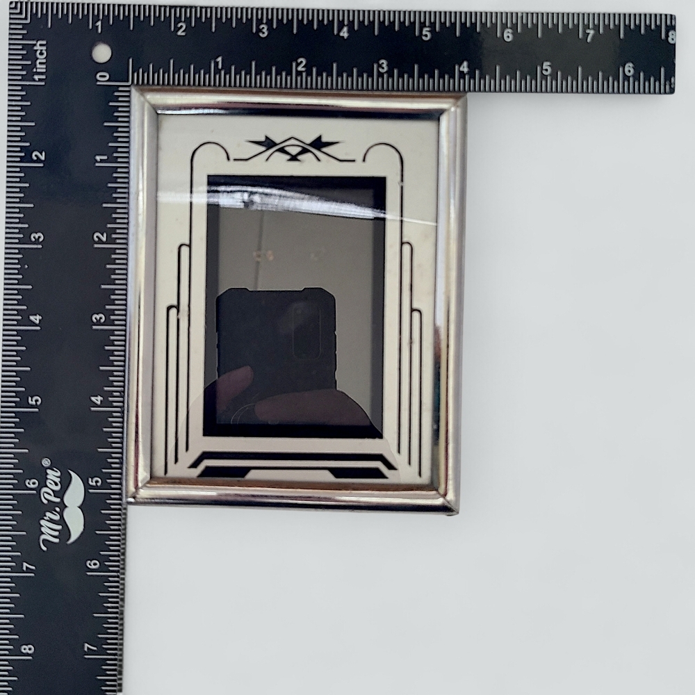 Art Deco Reverse Painted Picture Frame 4x5 Silver Fits 2x3 Photo Portrait Easel - Picture 7 of 9